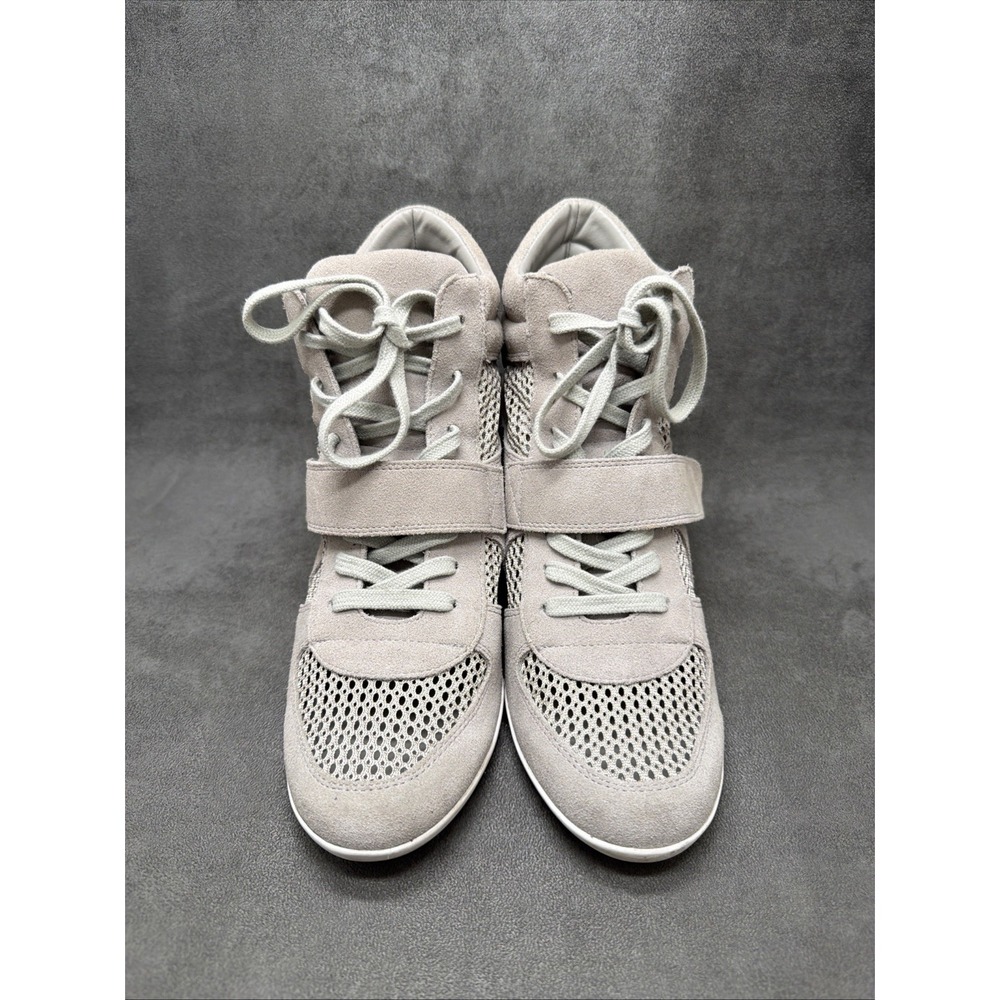 ASH LIMITED Bowie Mesh Wedge Suede Leather Hi Top Sneakers Taupe Size 40